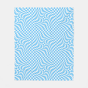 Couverture Polaire Bleu clair et blanc Chic dépoli À damiers Motif