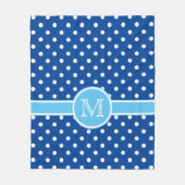 Couverture Polaire Bleu clair et marine avec Monogramme à points polk (Devant)