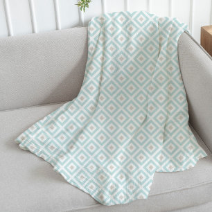 Couverture Polaire Bleu clair et Motif beige