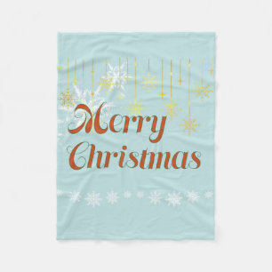 Couverture Polaire Bleu clair et or Joyeux Noël