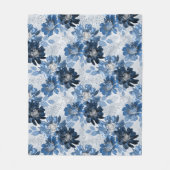 Couverture Polaire Bleu clair, fleurs bleu foncé sur gris clair (Devant)