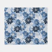 Couverture Polaire Bleu clair, fleurs bleu foncé sur gris clair (Devant (Horizontal))