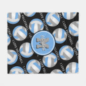 Couverture Polaire bleu clair gris J'aime volleyball texte motif (Devant (Horizontal))