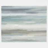 Couverture Polaire Bleu clair sarcelle gris marron rayure abstraite (Devant (Horizontal))