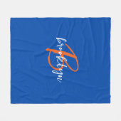 Couverture Polaire Bleu Cobalt Orange Blanc Monogramme Nom (Devant (Horizontal))