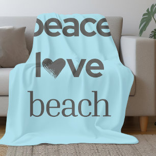 Couverture Polaire Bleu côtier Paix Amour Vie de plage Graphique mode