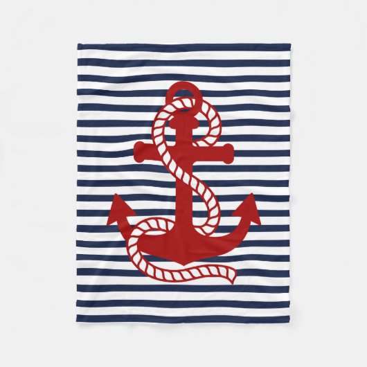 Couverture Polaire Bleu de la marine et Ancre rouge (Devant)