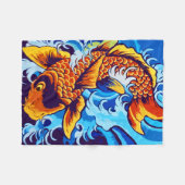 Couverture Polaire Bleu de poisson orange Koi (Devant (Horizontal))