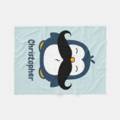 Couverture Polaire Bleu de tendance de moustache de pingouin (Devant (Horizontal))