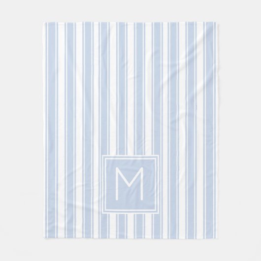 Couverture Polaire Bleu doux et blanc Ticking Striogramme (Devant)