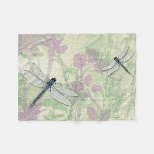 Couverture Polaire Bleu Dragonflies Blanche-Toison (Devant (Horizontal))