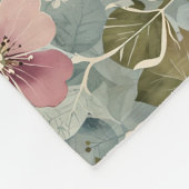 Couverture Polaire Bleu Duché avec Mauve et Fleurs Blanches (Coin)