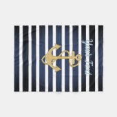 Couverture Polaire Bleu et Ancre or Nautique (Devant (Horizontal))