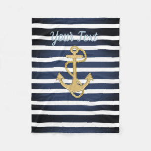 Couverture Polaire Bleu et Ancre or Nautique