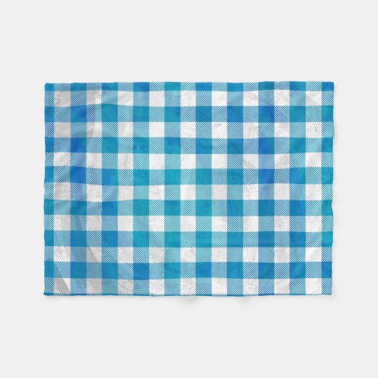 Couverture Polaire Bleu et blanc À damiers Buffalo Plaid (Devant (Horizontal))