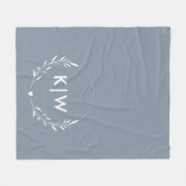 Couverture Polaire Bleu et blanc poussiéreux | Monogramme des initial (Devant (Horizontal))