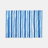Couverture Polaire Bleu et blanc rayures peintes à la main (Devant (Horizontal))