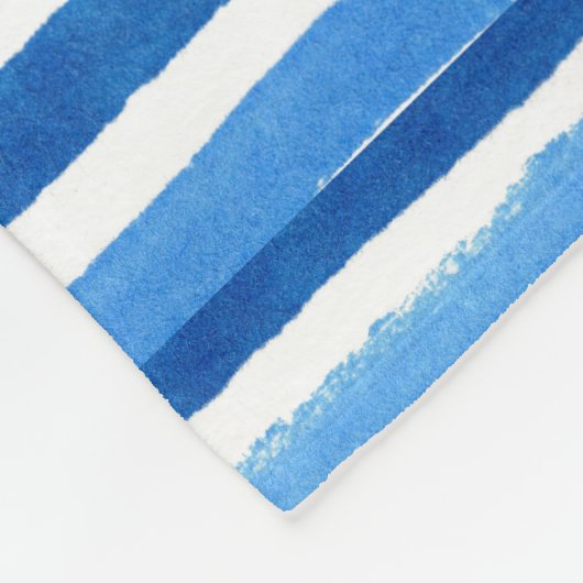 Couverture Polaire Bleu et blanc rayures peintes à la main (Coin)