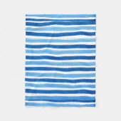 Couverture Polaire Bleu et blanc rayures peintes à la main (Devant)