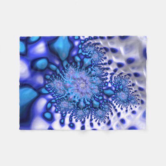 Couverture Polaire Bleu et blanc Trippy Super Fractal Abstrait (Devant (Horizontal))