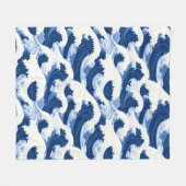 Couverture Polaire Bleu et blanc Vagues motif nautique (Devant (Horizontal))