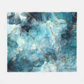 Couverture Polaire Bleu et doré marbre (Devant (Horizontal))