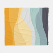Couverture Polaire Bleu et jaune rétro style océan ondulé (Devant (Horizontal))
