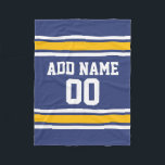 Couverture Polaire Bleu et Jaune Strips Sports Nom personnalisé Numér<br><div class="desc">Si vous êtes propriétaire d'une équipe de football d'Imaginaire,  fabriquez vos propres produits et montrez-les à vos amis ! Ou - Jouez-vous au football du lycée et voulez un memento? Ce design sportif est parfait pour tout athlète jouant au football ou au baseball.</div>