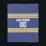 Couverture Polaire Bleu et Jaune Strips Sports Nom personnalisé Numér<br><div class="desc">Si vous êtes propriétaire d'une équipe de football d'Imaginaire,  fabriquez vos propres produits et montrez-les à vos amis ! Ou - Jouez-vous au football du lycée et voulez un memento? Ce design sportif est parfait pour tout athlète jouant au football ou au baseball.</div>