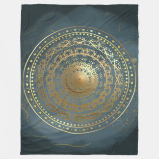 Couverture Polaire Bleu et or Ornat fleurit