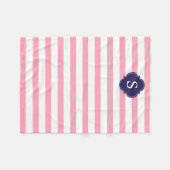 Couverture Polaire Bleu et rose rayures Monogrammes (Devant (Horizontal))
