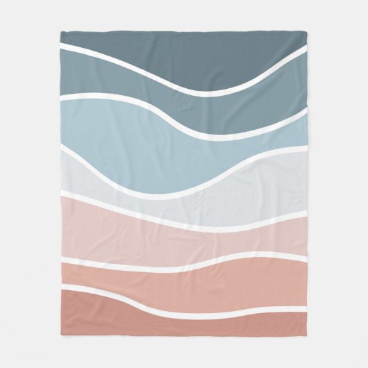 Couverture Polaire Bleu et rose style rétro vagues design (Devant)
