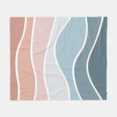 Couverture Polaire Bleu et rose style rétro vagues design (Devant (Horizontal))