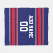 Couverture Polaire Bleu et Rouge Sports Strips Nom personnalisé Numér (Devant (Horizontal))