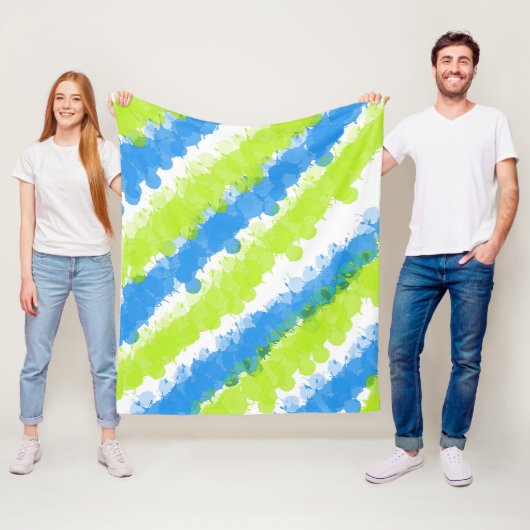 Couverture Polaire Bleu et vert brillant (En situation)