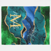 Couverture Polaire Bleu et vert Peacock Faux Parties scintillant Agat (Devant (Horizontal))