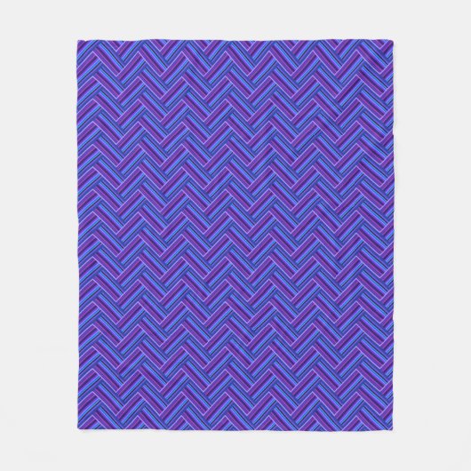 Couverture Polaire Bleu et violet rayures double tissage (Devant)