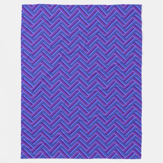 Couverture Polaire Bleu et violet rayures double tissage (Devant)