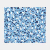 Couverture Polaire Bleu, Fleurs blanches : Vintage (Devant (Horizontal))