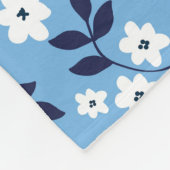 Couverture Polaire Bleu, Fleurs blanches : Vintage (Coin)