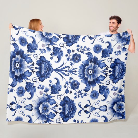 Couverture Polaire Bleu floral (En situation)