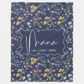 Couverture Polaire Bleu floral Unique Maman nous t'aimons (Devant)