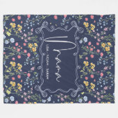 Couverture Polaire Bleu floral Unique Maman nous t'aimons (Devant (Horizontal))