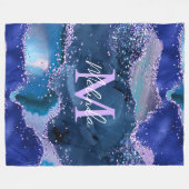 Couverture Polaire Bleu foncé et violet Parties scintillant Agate océ (Devant (Horizontal))