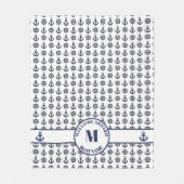 Couverture Polaire Bleu foncé marine | Ancres Livraison blanche | Rou (Devant)