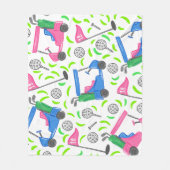 Couverture Polaire Bleu Golf Panier 18e Trou Drapeau Preppy Bright (Devant)