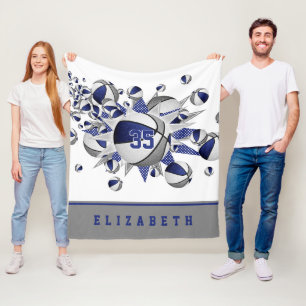 Couverture Polaire bleu gris filles sport cadeaux basket étoiles