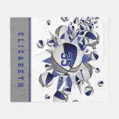 Couverture Polaire bleu gris filles sport cadeaux basket étoiles (Devant (Horizontal))