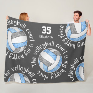 Couverture Polaire Bleu gris terrain de volley son endroit heureux