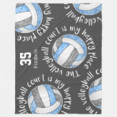 Couverture Polaire Bleu gris terrain de volley son endroit heureux (Devant)